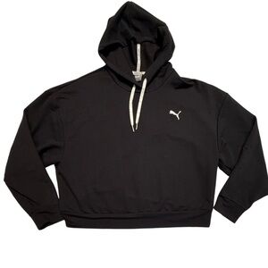 Puma Women’s Cropped Hooded Sweatshirt, Black, Size Large